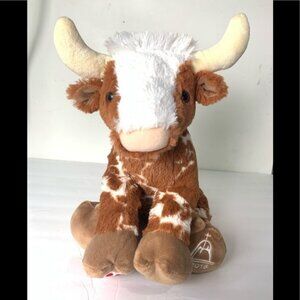 2018 Build-A-Bear Workshop Longhorn Spotted Cow Bull Plush 12" HTF BaB BaBW